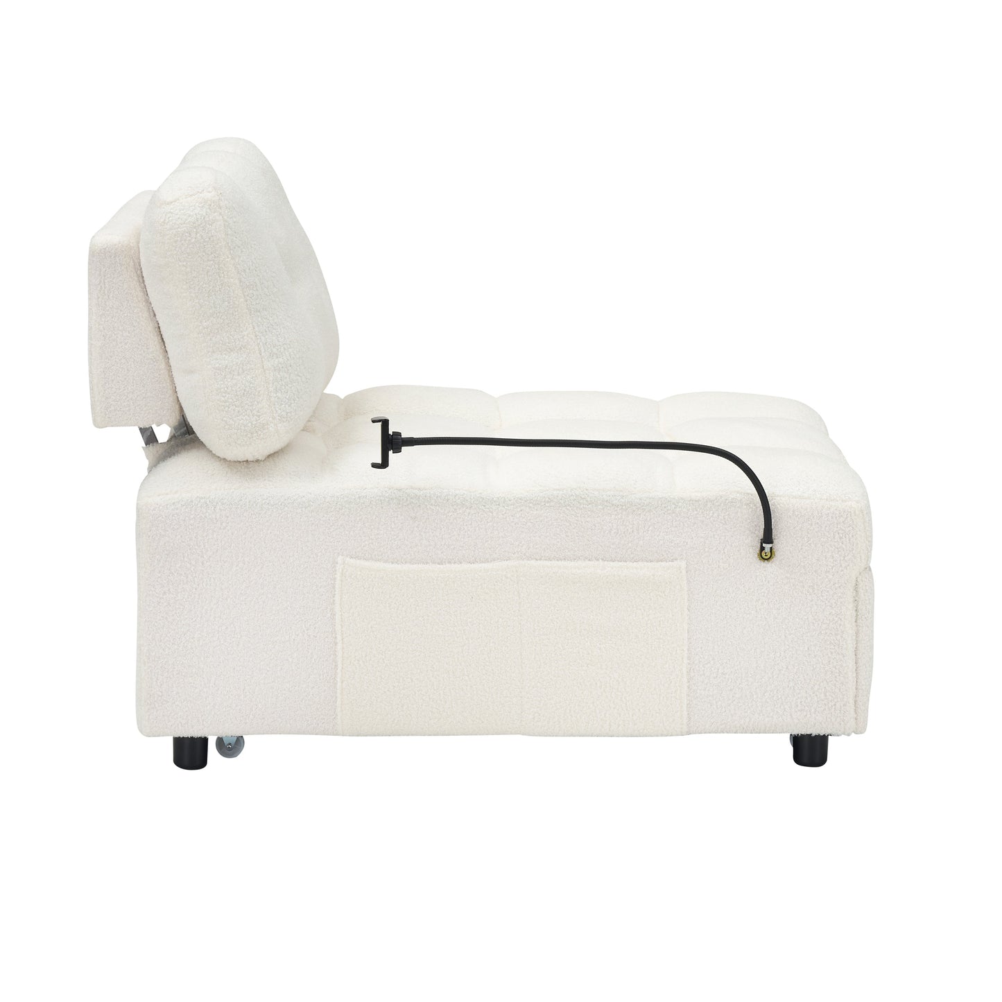 40.20 Inches Long, Teddy Sofa Fabric,a Convertible Sofa-Cum-Bed, for Apartment Office Living Room - Beige
