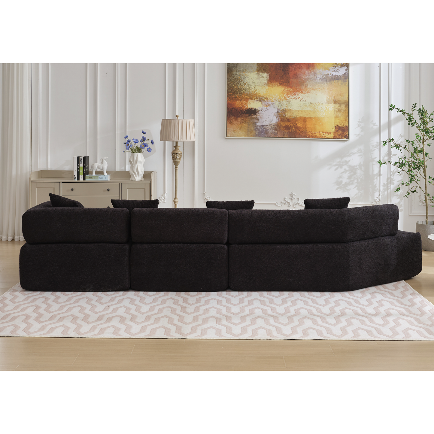 Modern Minimalist 140" L-Shape Couch ,No Assembly Required,Boucle,Modular Sofa ,Couch With Chaise,Free Combination Foam