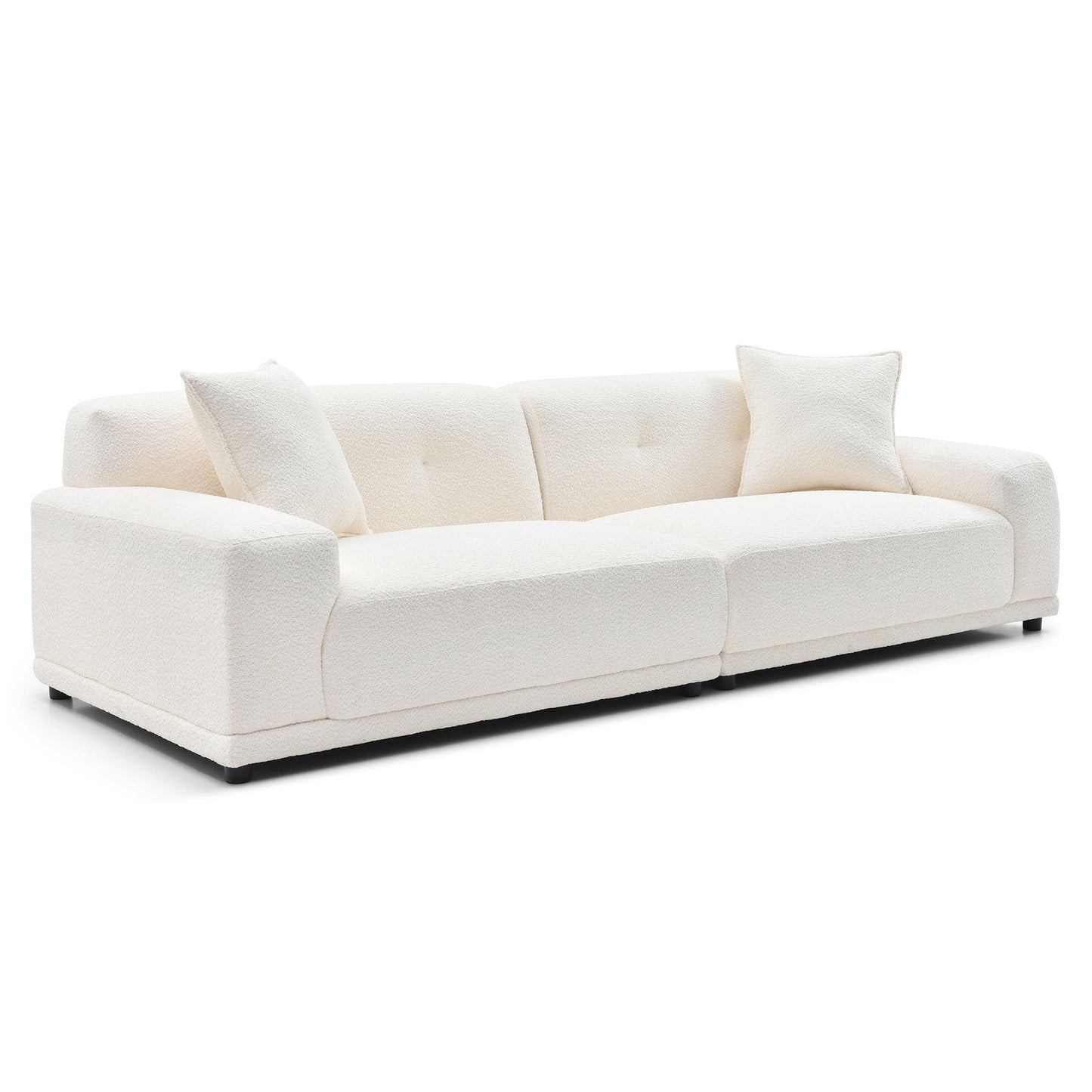 110.23'' Teddy Fleece Couches and Sofas With Extra Deep Seats 2 Pillows for Home Office Apartment Living Room Furniture