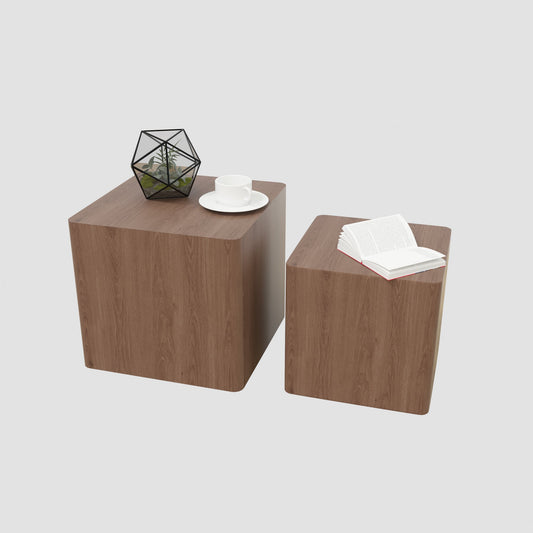 MDF Nesting Table/Side Table/Coffee Table/End Table for Living Room,office,bedroom Walnut，set of 2
