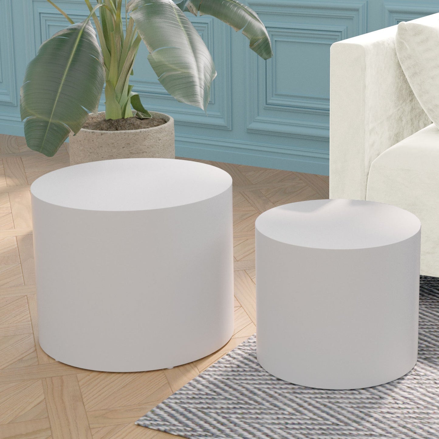 MDF With Ash/Oak/Walnut Veneer Side Table/Coffee Table/End Table/Nesting Table Set of 2 for Living Room,office,bedroom