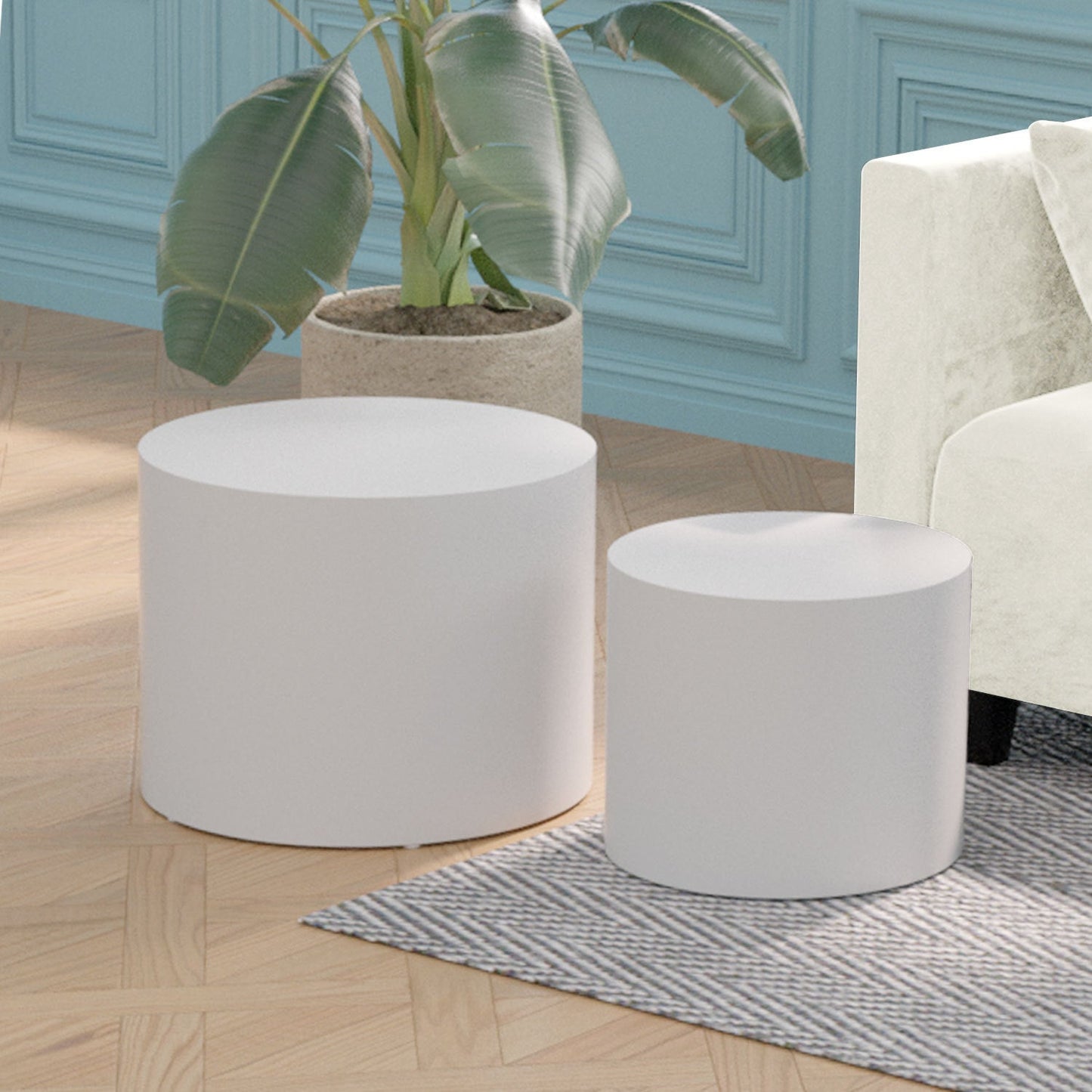 MDF With Ash/Oak/Walnut Veneer Side Table/Coffee Table/End Table/Nesting Table Set of 2 for Living Room,office,bedroom