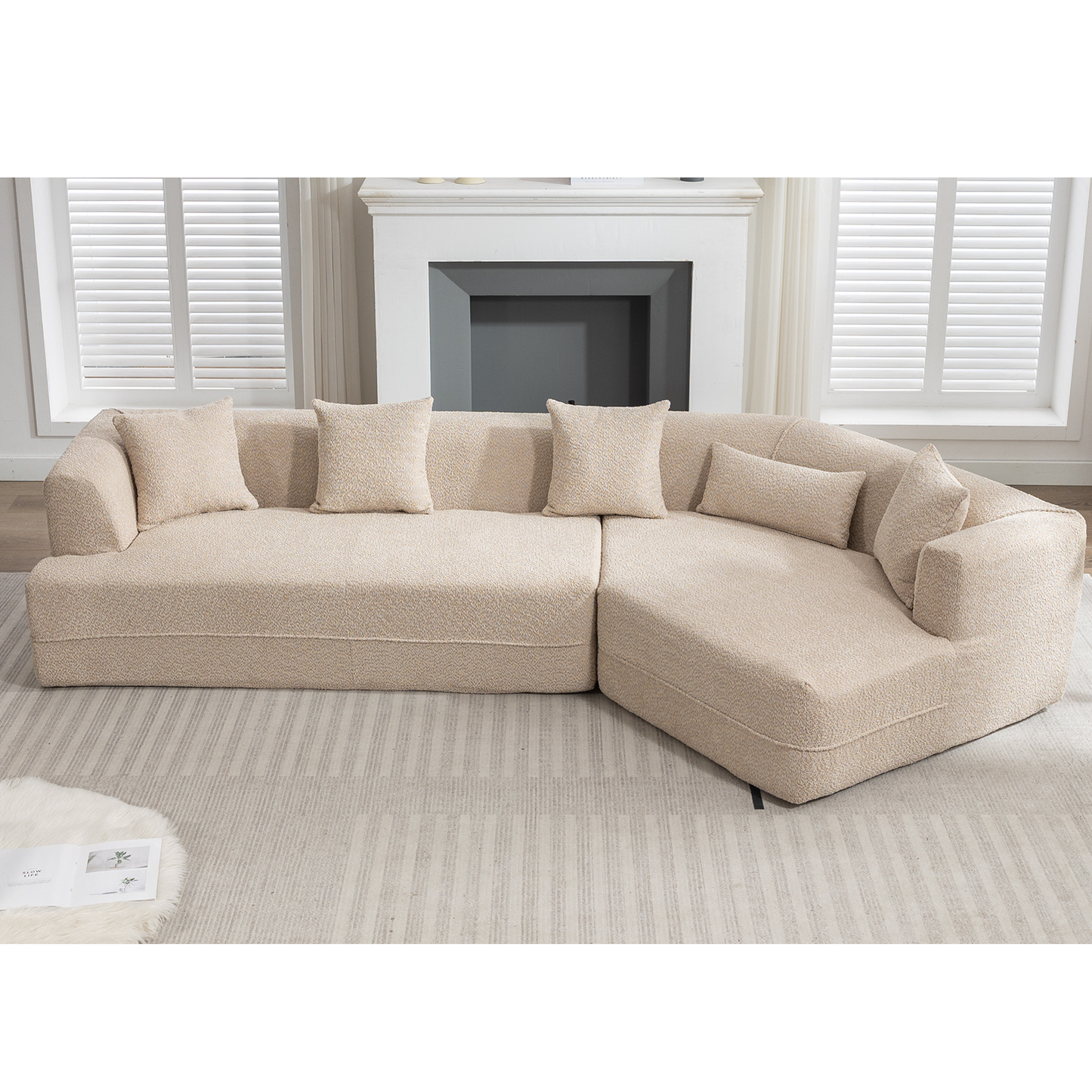 Modular Sofa , Modern Minimalist Style Sofa,  Upholstered ,  Free Combination, Round Fiber Fabric, Anti-Wrinkle Fabric