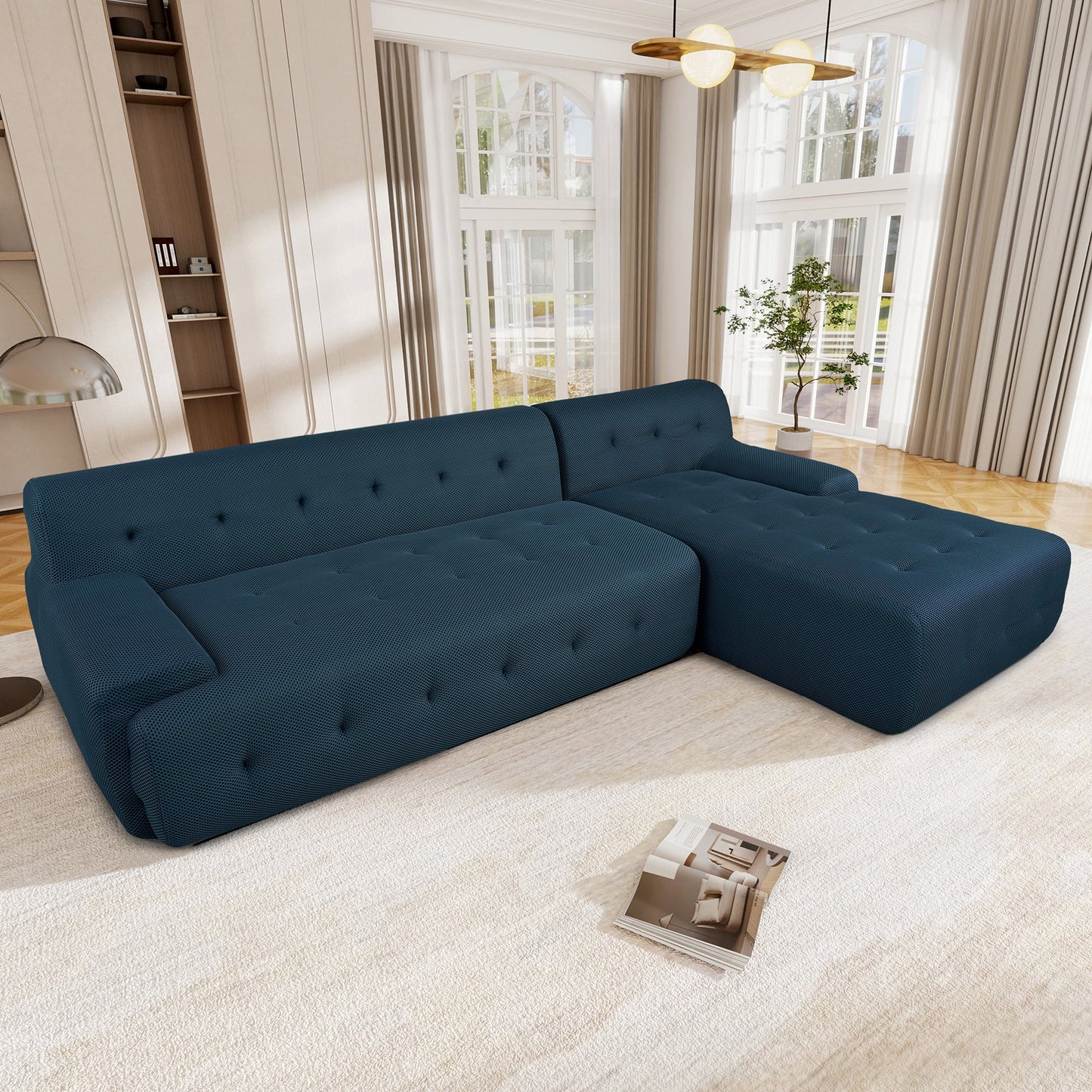 Modern Large L-Shaped Modular Sofa, Minimalist Style, 2-Piece Set With Free Combinations, Suitable for Living Rooms