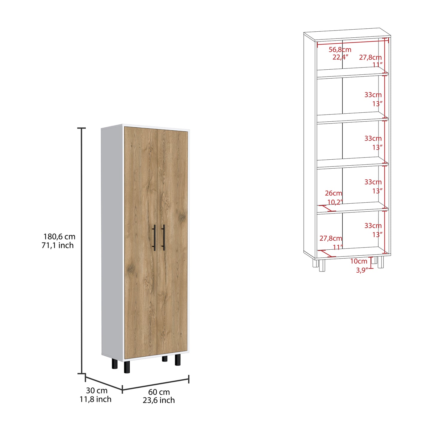 Reston 2 Piece Kitchen Set, White / Light Oak