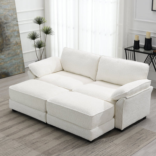 Free Combination Modular Convertible Sectional Sofa Bed Set, 4 Seat Upholstered Sleeper Corner Couch, Deep-Seat Loveseat