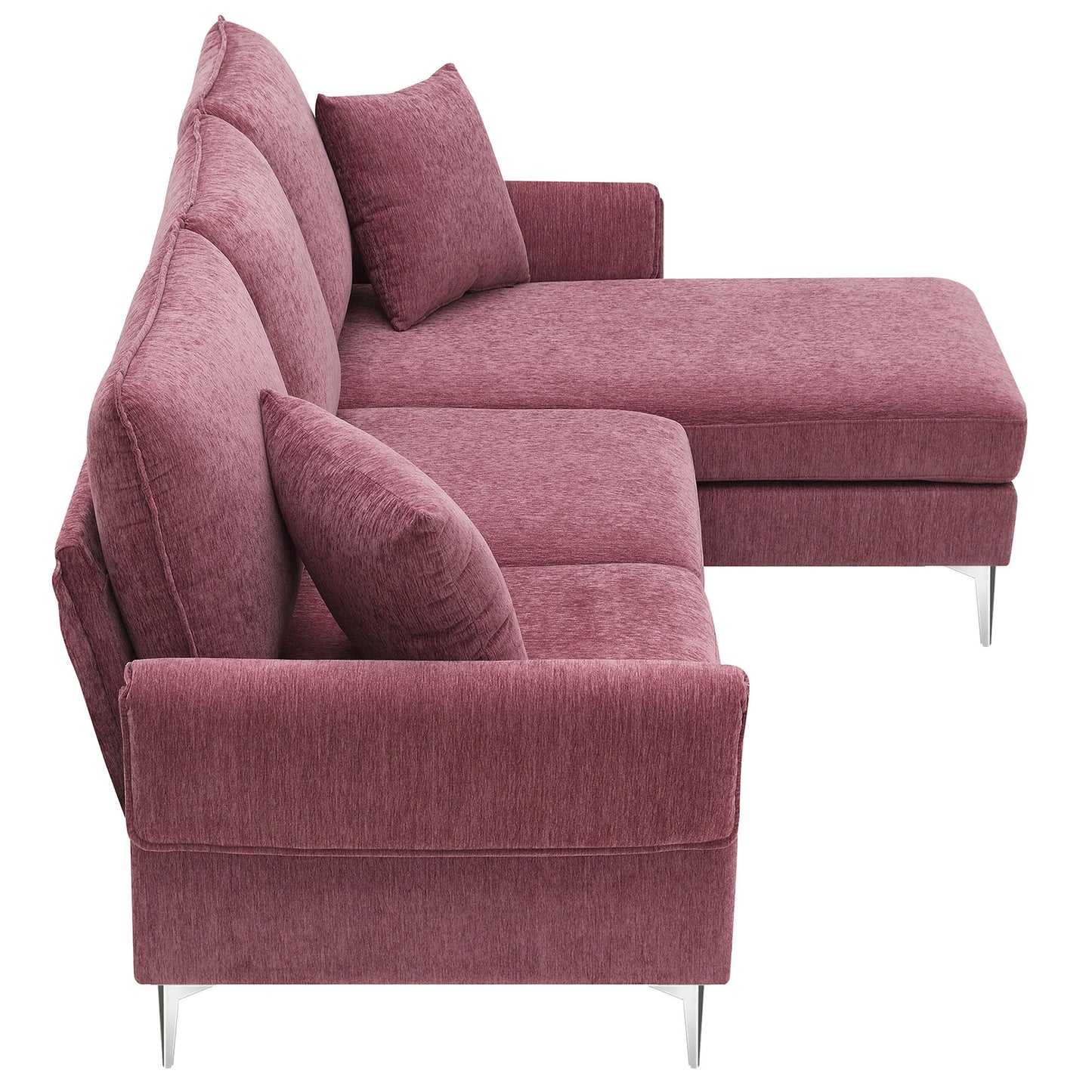 84 "Modern Chenille L-Shaped Sofa With Reversible Lounge,Convertible Sectional Couch Set,4 Seat Indoor Furniture