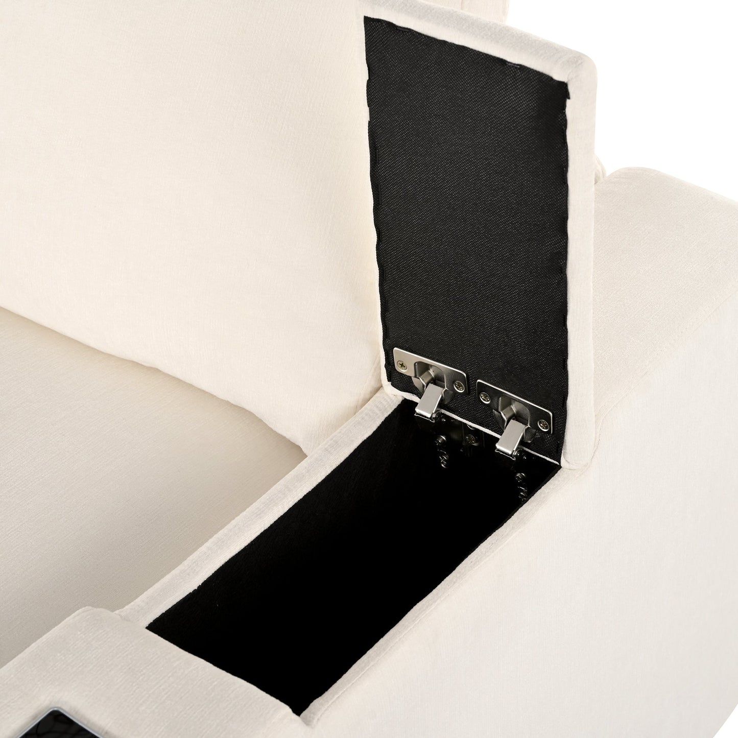 Upholstered Modular Sofa With  With Storage Space, USB Charge Ports,Wireless Charging and Built-In Bluetooth Speaker