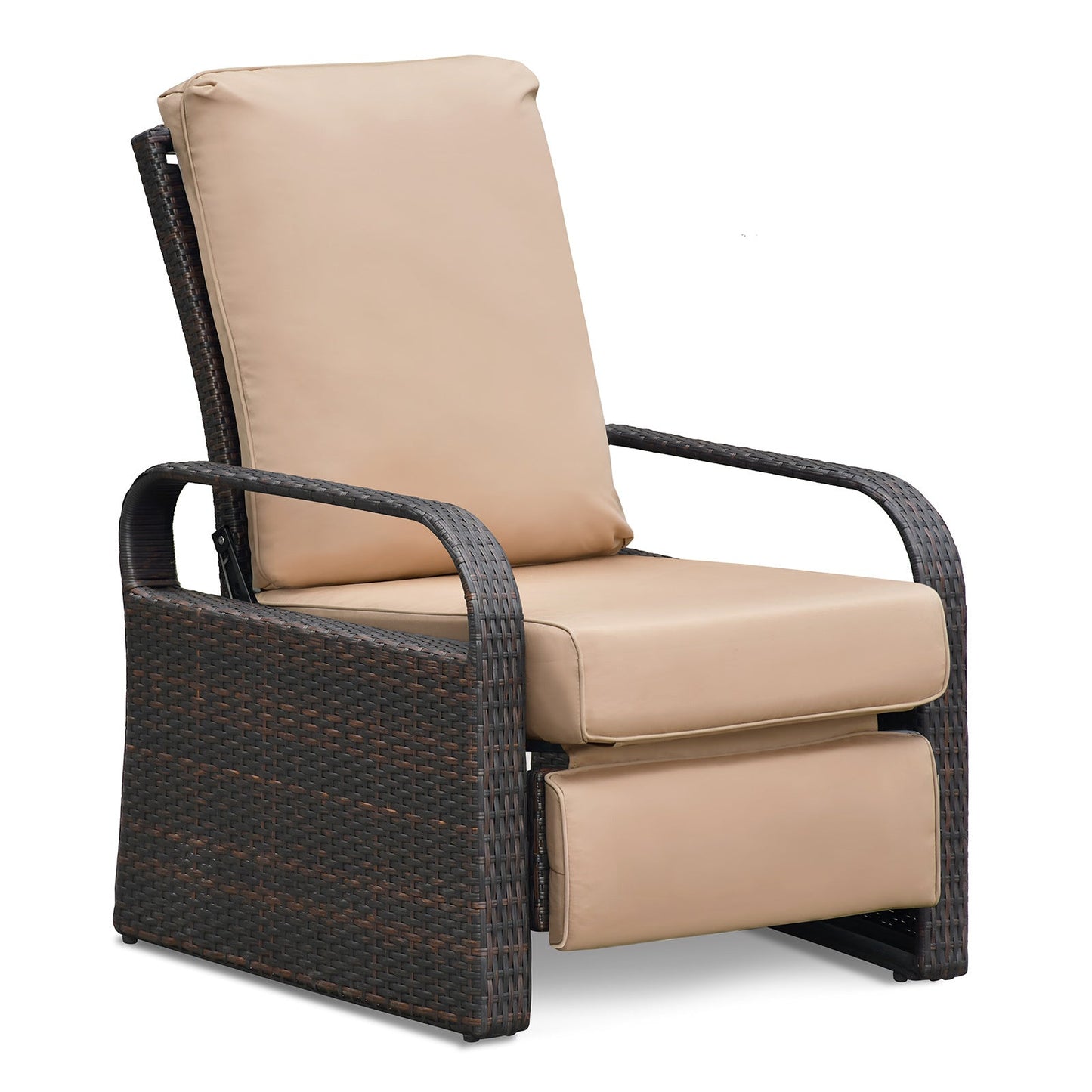 Outdoor Recliner Chair;  Automatic Adjustable Wicker Lounge Recliner Chair With 5.12'' Thicken Cushion