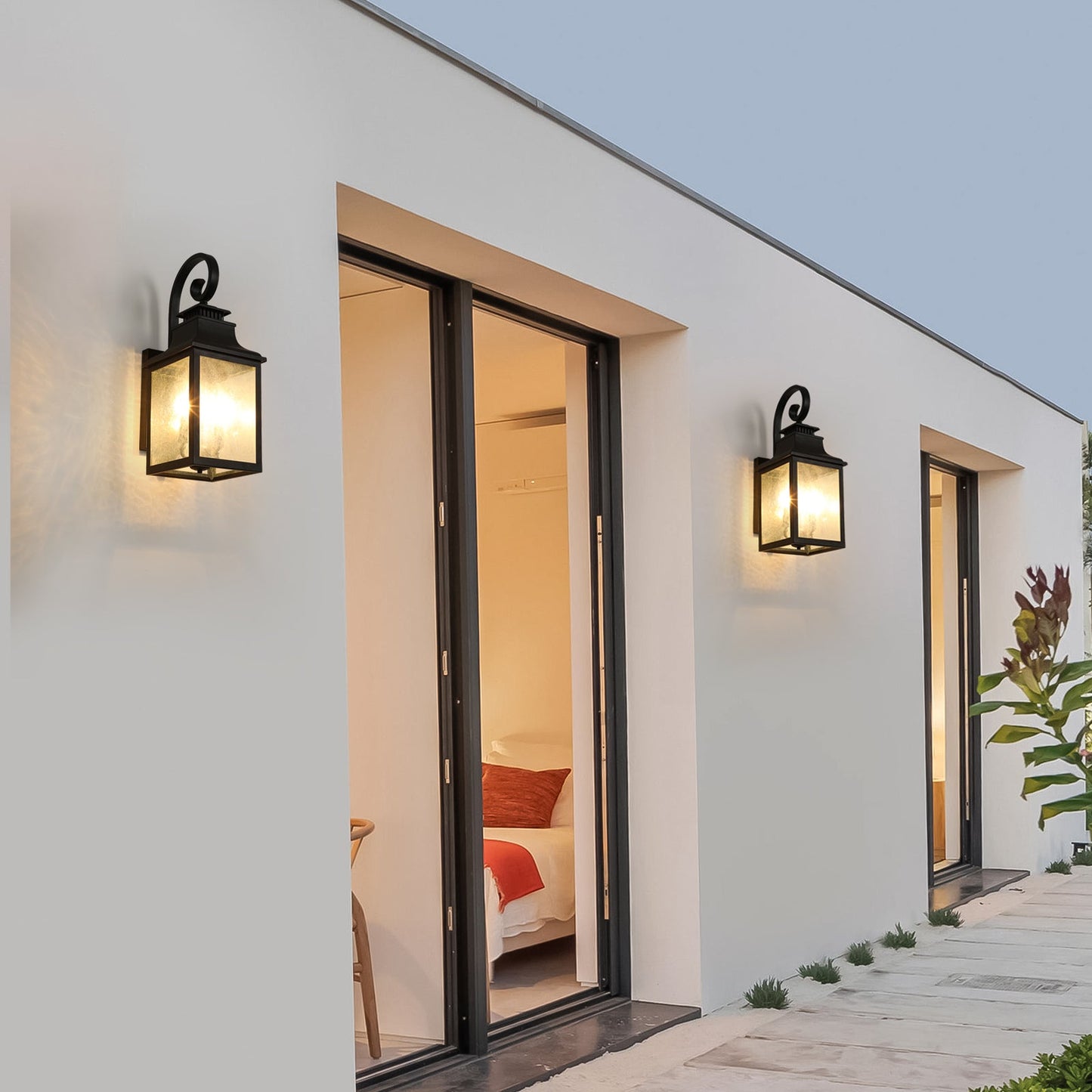 Large Outdoor Wall Lamps With Glass Supports Multiple Types of Light Bulbs 1 Pack