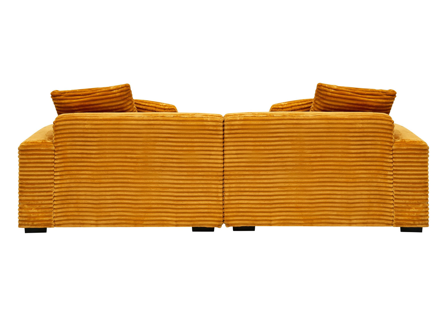 104.72-Inch 4-Seat Large Sofa With 4 Throw Pillows, Living Room Sofa in Orange Corduroy Comfort Fabric