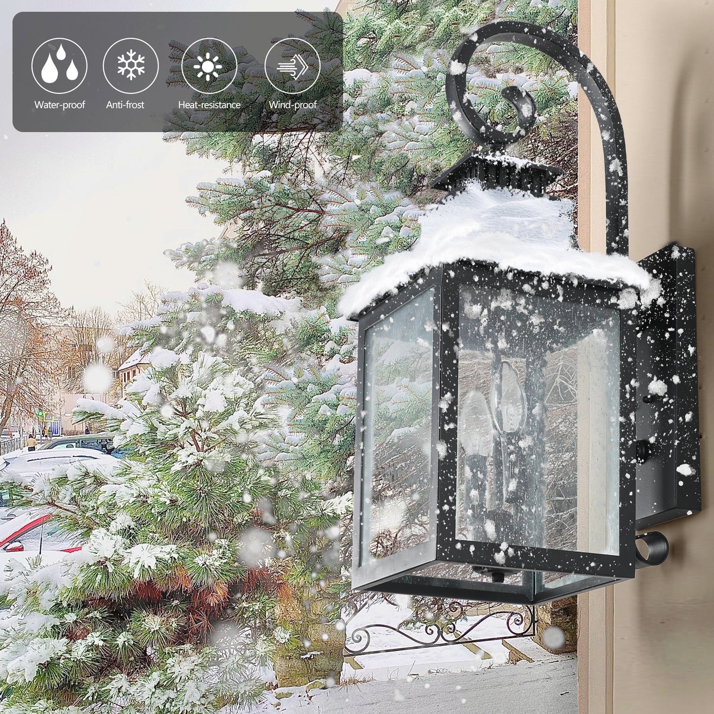 Large Outdoor Wall Lamps With Glass Supports Multiple Types of Light Bulbs 1 Pack