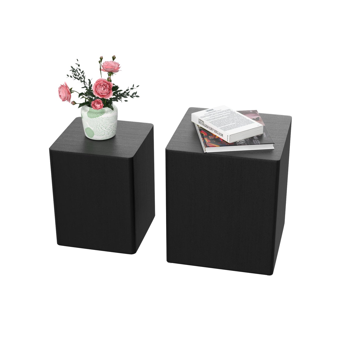 Upgrade MDF Nesting Table Side Table Coffee Table End Table for Living Room,office,bedroom ,Black Oak Set of 2