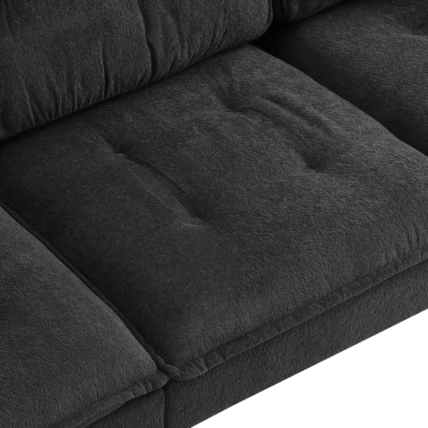 106*66.5" L Shaped Convertible Sectional Sofa,4 Seat Tufted Couch Set With Two-Tone Adjust Legs,Cloud Chenille Fabric