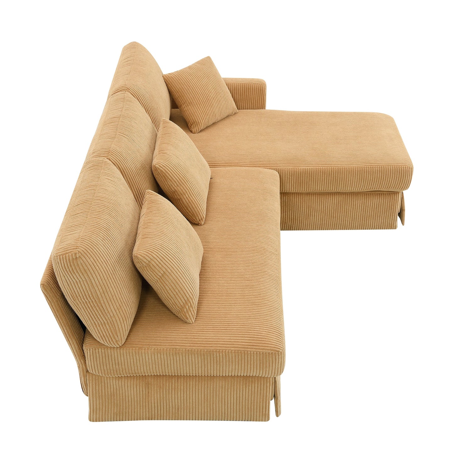 87*61"Modern L-Shaped Corduroy Sofa With Reversible Chaise,4-Seat Upholstered Sectional Indoor Furniture,Convertible