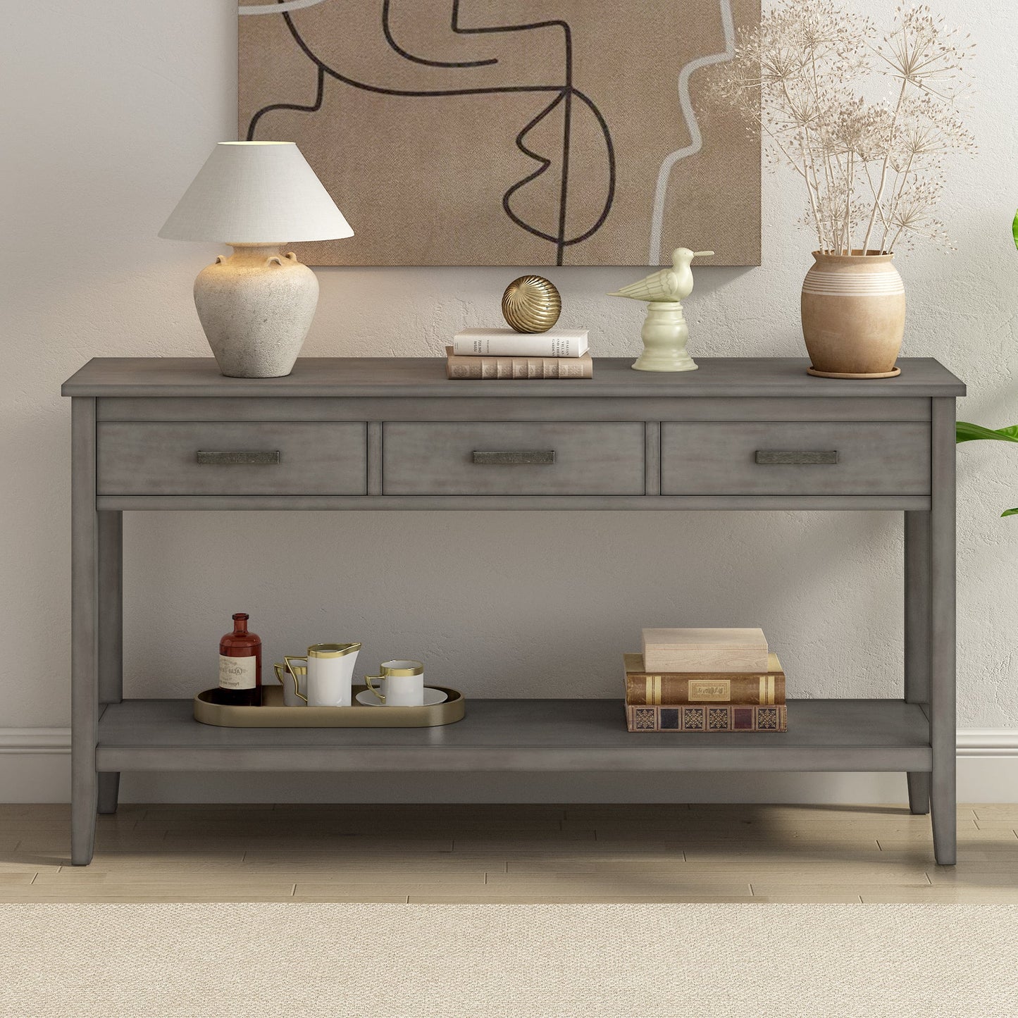 Contemporary 3-Drawer Console Table With 1 Shelf, Entrance Table for Entryway, Hallway, Living Room, Foyer, Corridor