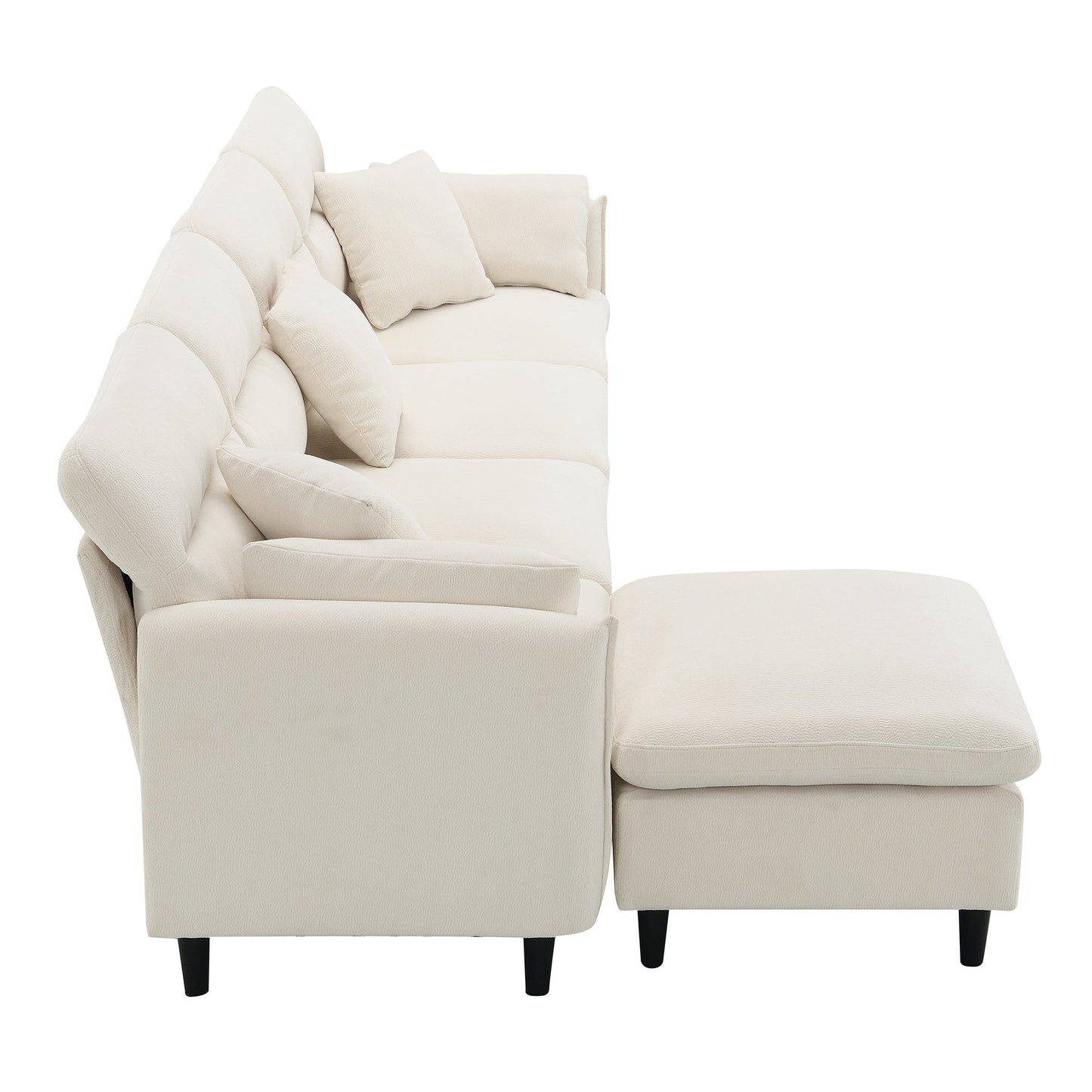 110*62" Modern Convertible Sectional Sofa,L-Shaped Reversible Couch Set With Free Pillows,5 Seat Cloud Chenille Indoor