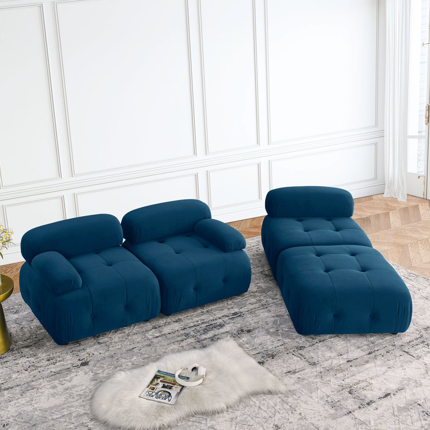 Modular Sectional Sofa, Button Tufted Designed and DIY Combination