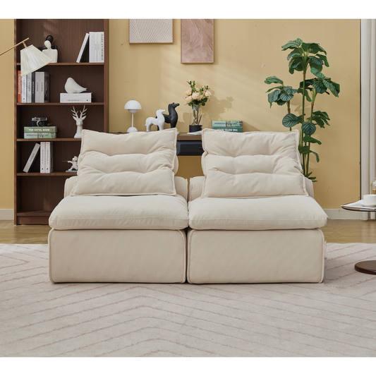Modular Sofa,No Armrests,At Will DIY,Soft Corduroy Fabric,Neck Pillow-Back Lounge Sofa Chair,Reading Nook, or Apartment
