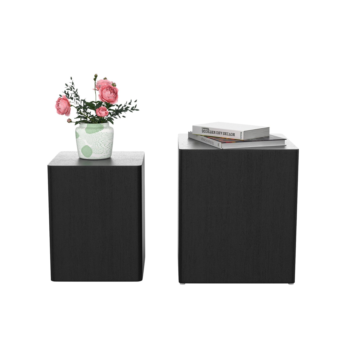 Upgrade MDF Nesting Table Side Table Coffee Table End Table for Living Room,office,bedroom ,Black Oak Set of 2