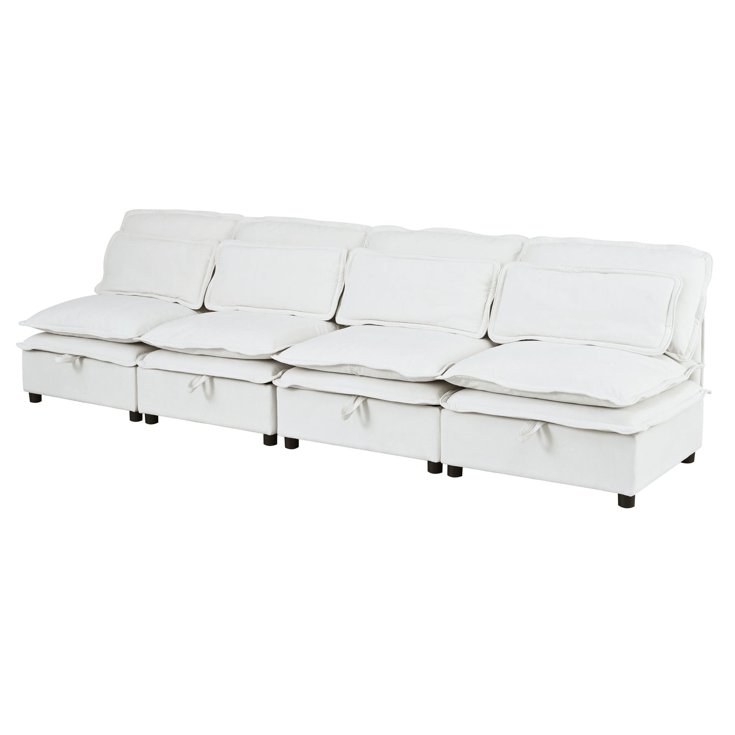 Double-Layer Cushion Modular Sofa, Freely Combinable, 4-Seater With Storage Function, Includes 4 Soft Cushions, Perfect