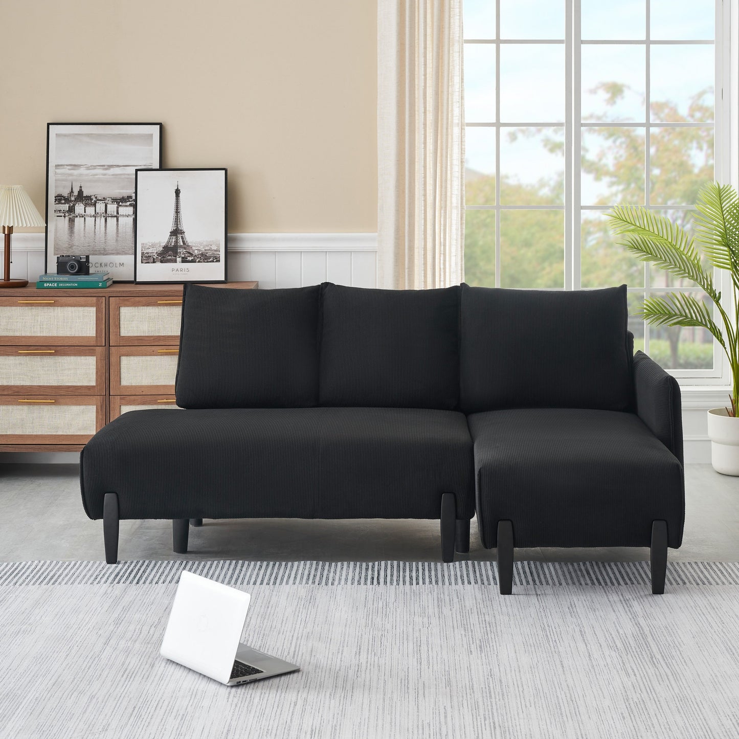 79.50 Inches Long, Velvet Sofa Fabric, With Three Matching Pillows and Spacious and Comfortable Seats