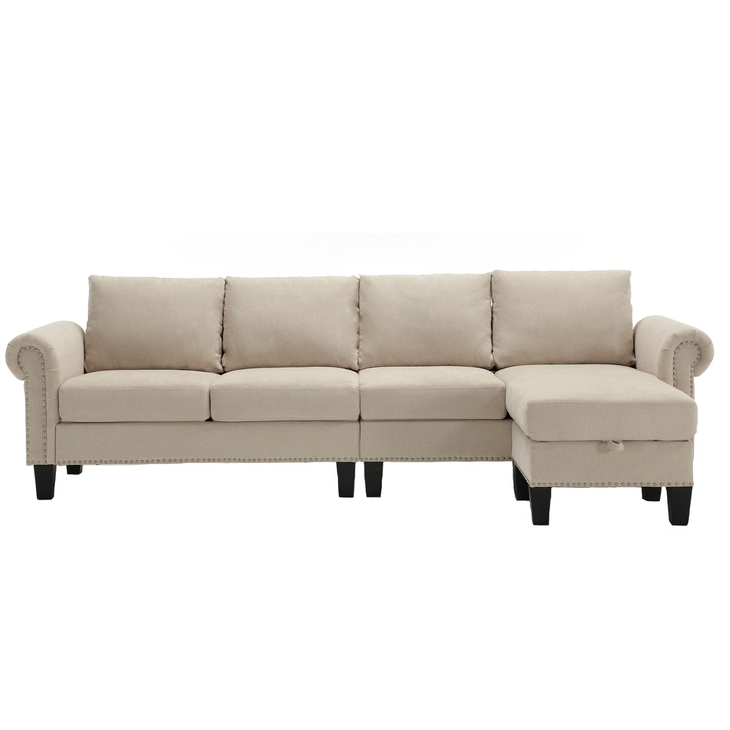 Convertible Sectional Sofa With Storage,L-Shaped Sofa,Four-Seater Sofa,Modern Linen Fabric Sectional Couches for Living