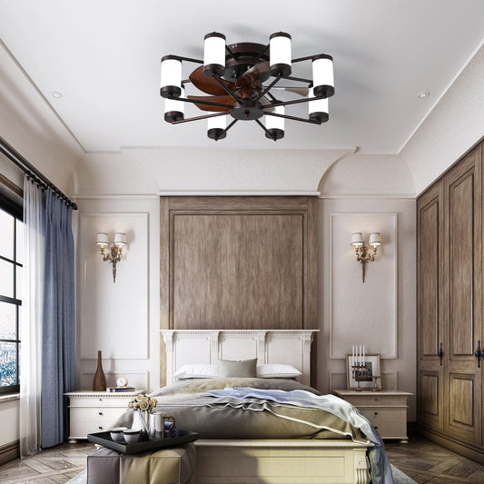 Ceiling Fan 21.7" With Dimmable Light DC Motor and 6 Speeds Reversible With Remote Control Flush Mount