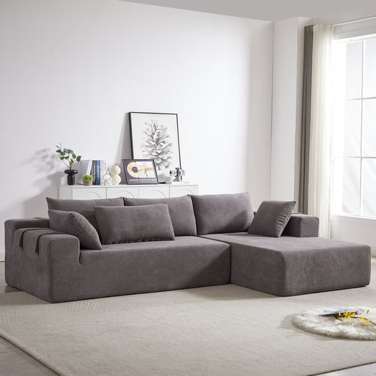 Modern Chenille Upholstered Sectional Sofa Couch Set,Modular 108" L Shaped Sectional Living Room Sofa Set With 6 Pillows