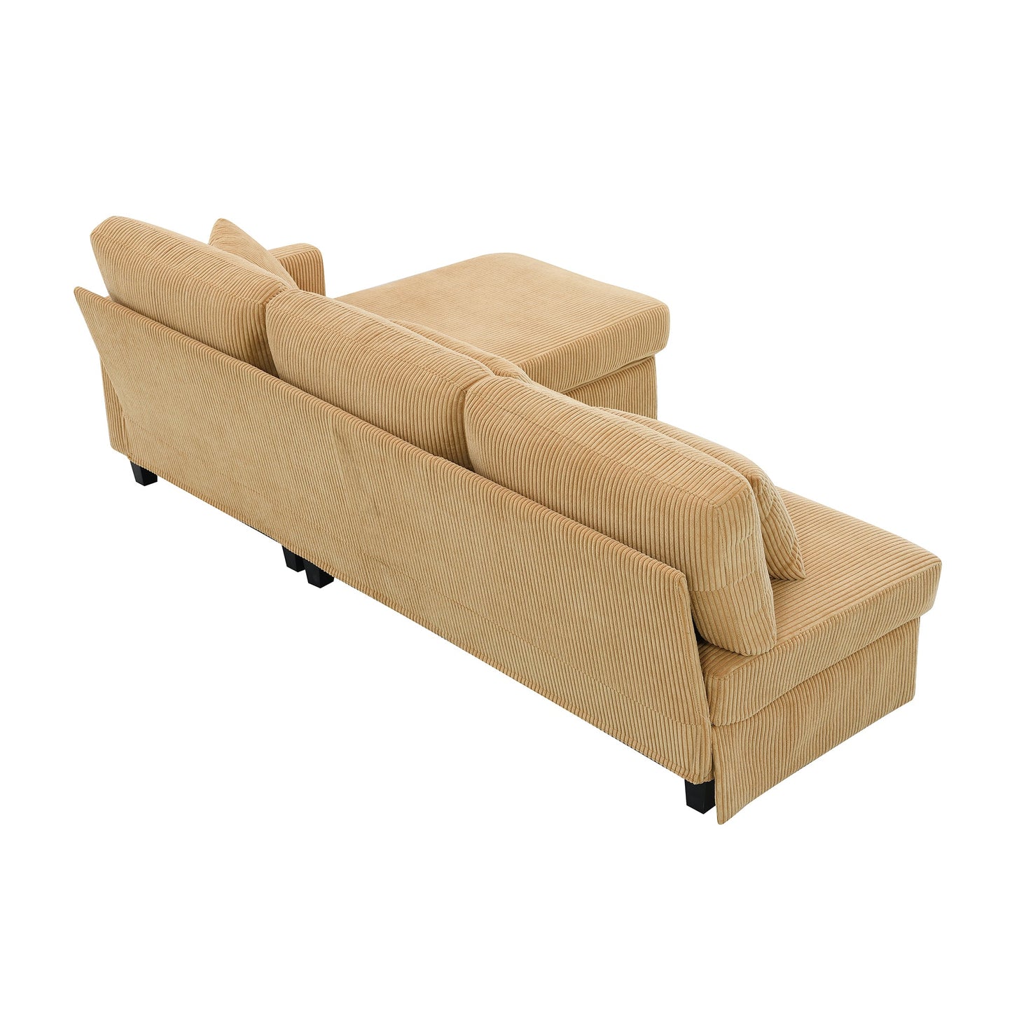 87*61"Modern L-Shaped Corduroy Sofa With Reversible Chaise,4-Seat Upholstered Sectional Indoor Furniture,Convertible