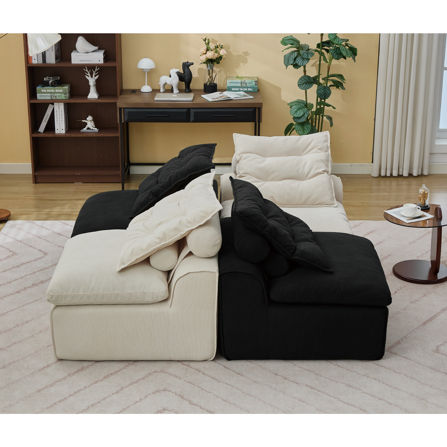Modular Sofa,No Armrests,At Will DIY,Corduroy ,Neck Pillow-Back Lounge Sofa Chair,Reading Nook, or Apartment Living