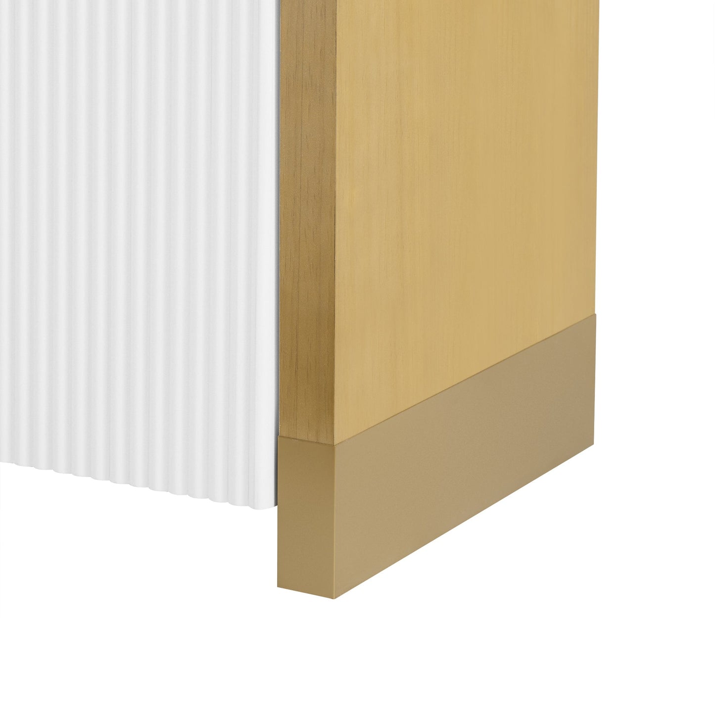 4-Door Curved Corner Design Wavy Door Panel  Cabinet With Adjustable Shelves, Suitable for Study, Living Room