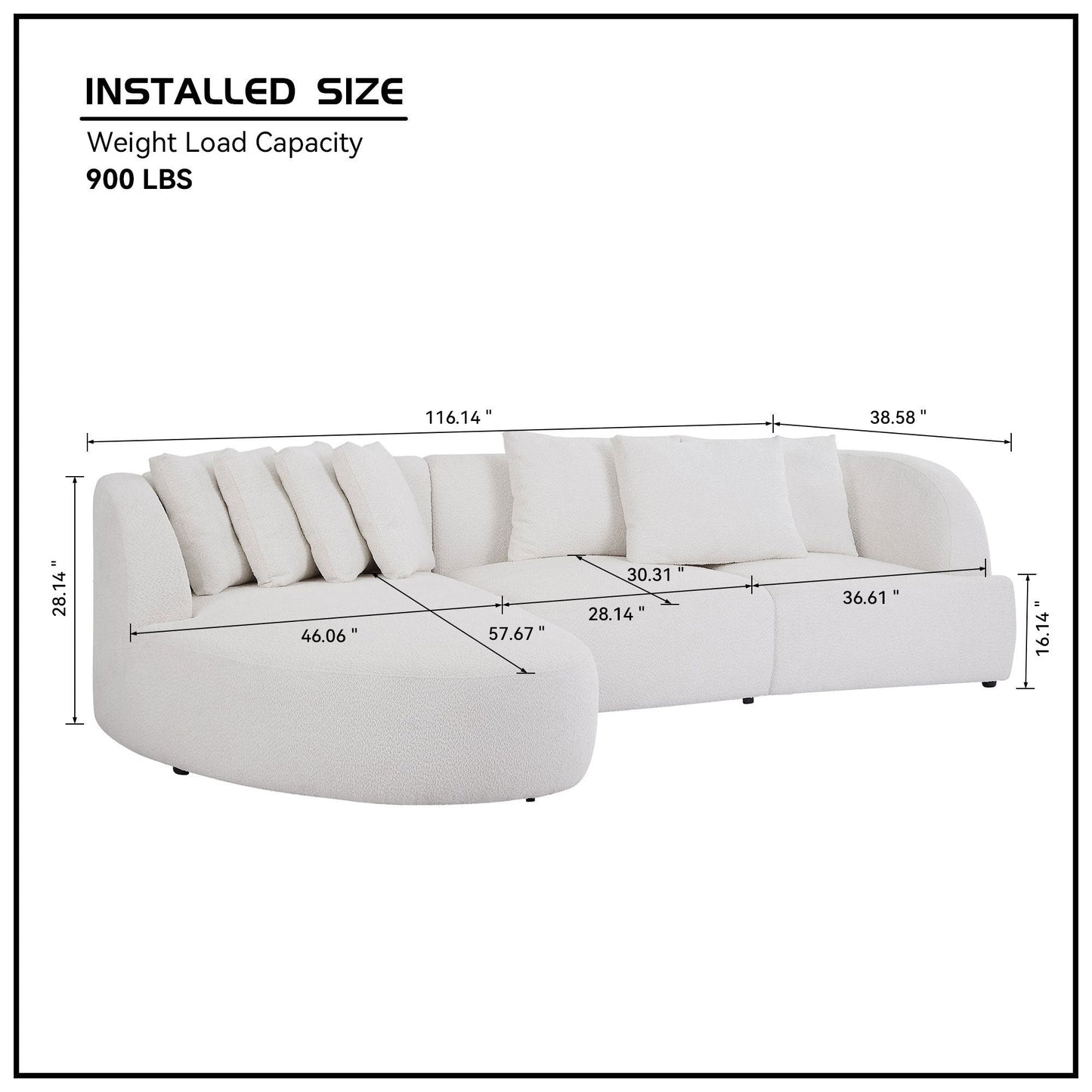 Convertible Corner Sofa With Armrest and Sectional Sofa, Left Chaise Longue for Living Room, Apartment & Office Beige