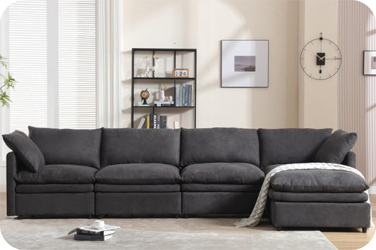 Modern U-Shaped Sectional Sofa ,5-Seat Upholstered  Sofa Furniture,Sleeper Sofa Couch With Chaise Lounge for Living Room