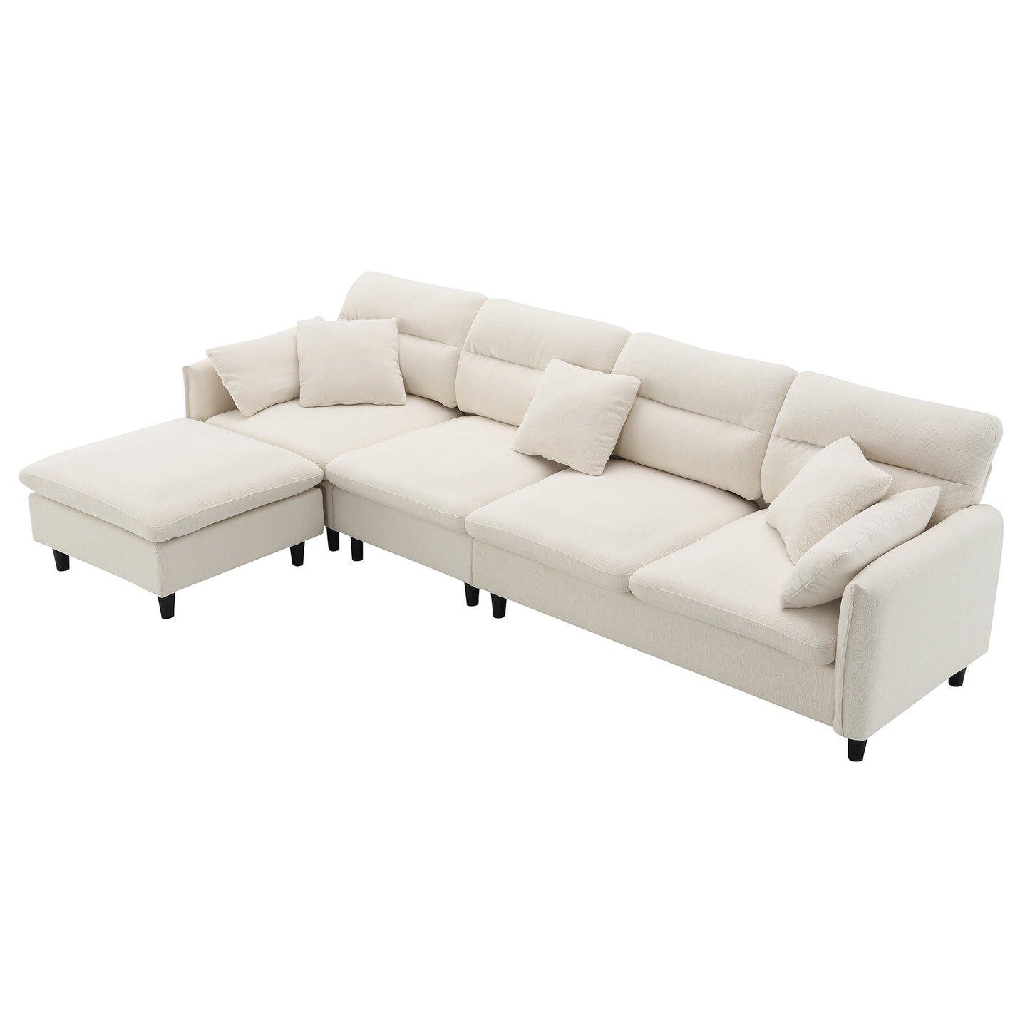 110*62" Modern Convertible Sectional Sofa,L-Shaped Reversible Couch Set With Free Pillows,5 Seat Cloud Chenille Indoor