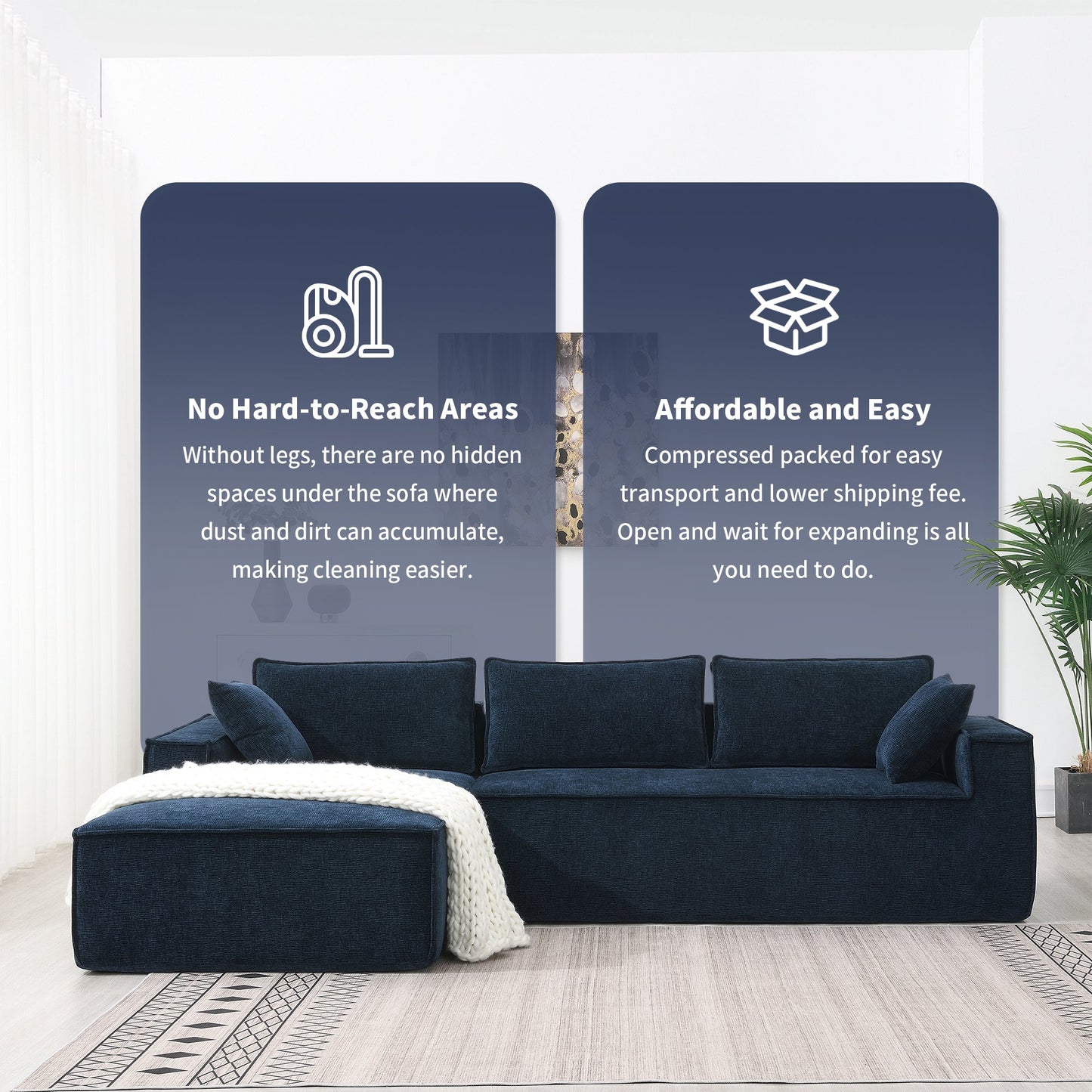 111.5*72"Minimalist Style Modular Sectional Sofa,Wrinkle-Resistant Chenille Couch Set,L-Shaped Sleeper Sofa Bed