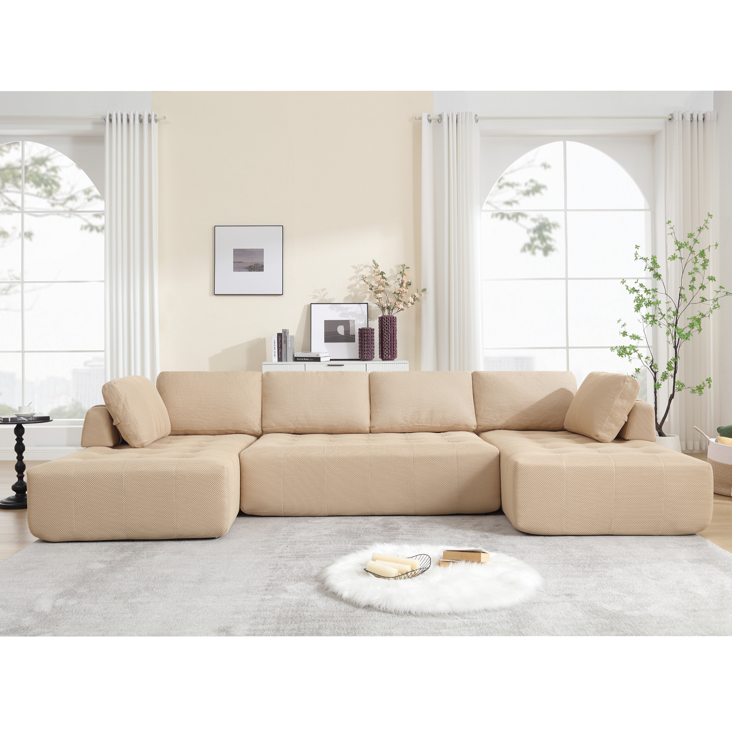 138.5 "Modular Combination Sofa, U-Shaped Sofa, Living Room, Apartment, Upholstered ,6-Seat Sofa, Free Combination Sofa