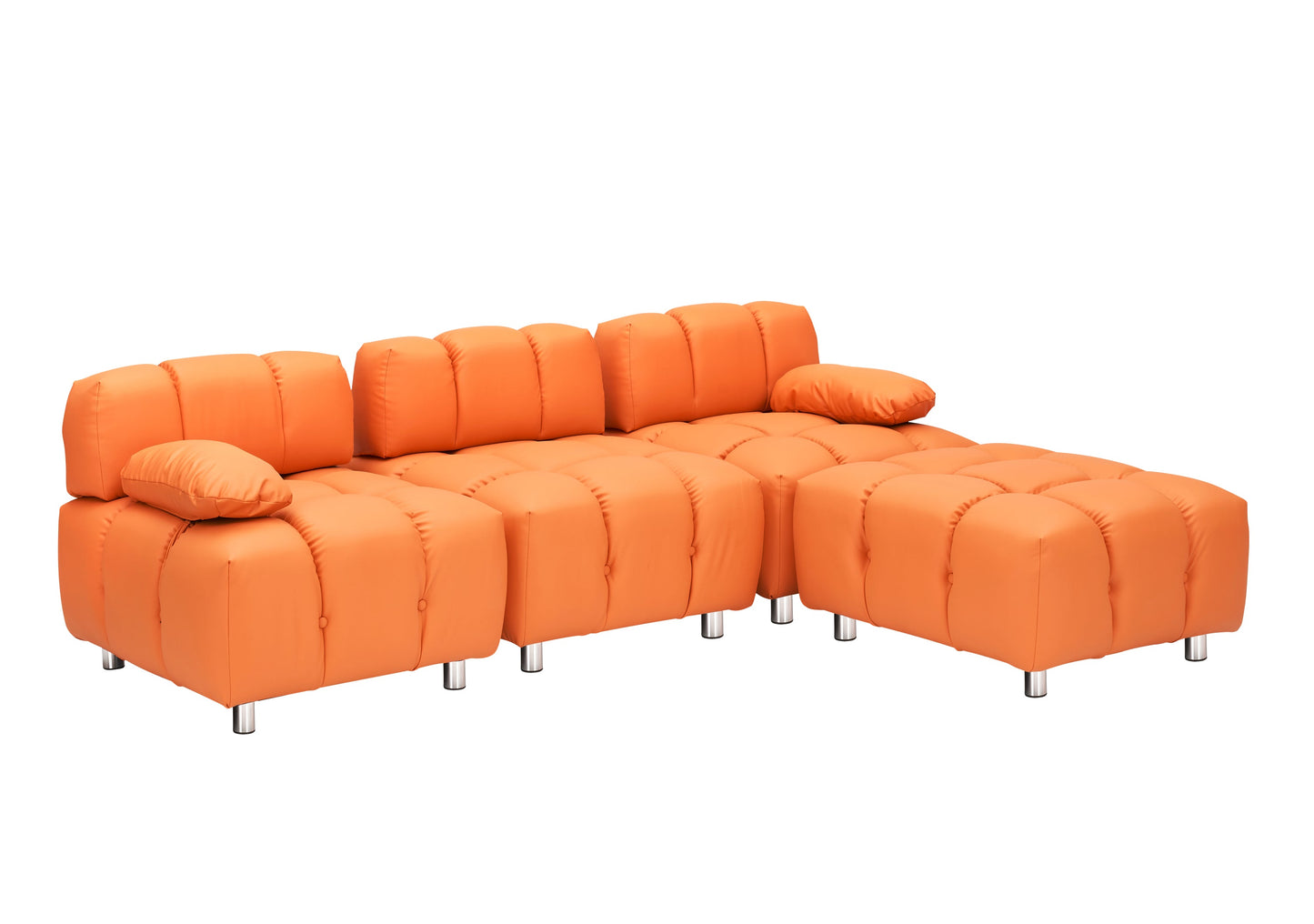 A 90.60-Inch Technology Cloth Orange Sofa, Waterproof, Stain and Cat Scratch Resistant, Can Comfortably Sit