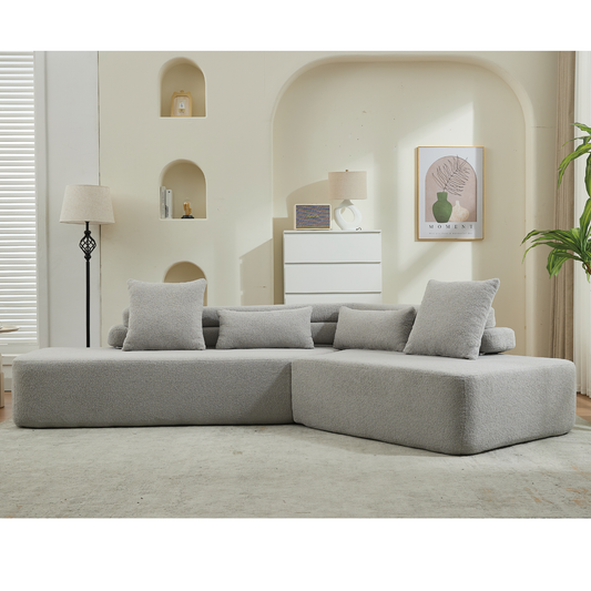 128"Minimalist Cloud Sectional Couch ,Modern Couches ,4-Seater ,No Assembly,Two Modular Sofa,Boucle Teddy  Fabric