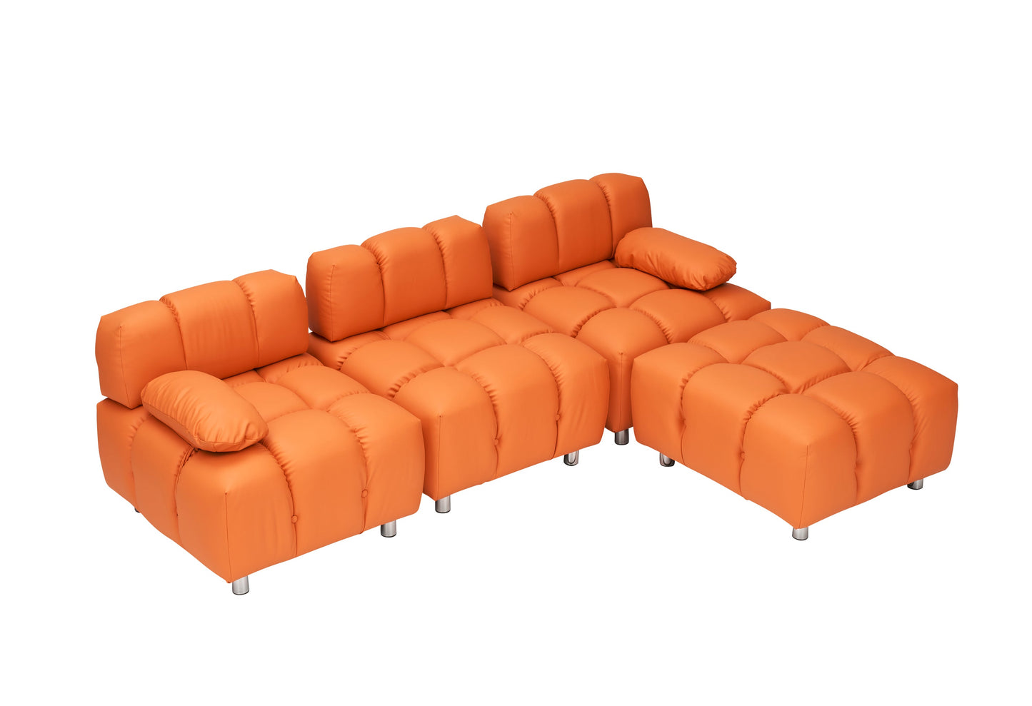A 90.60-Inch Technology Cloth Orange Sofa, Waterproof, Stain and Cat Scratch Resistant, Can Comfortably Sit