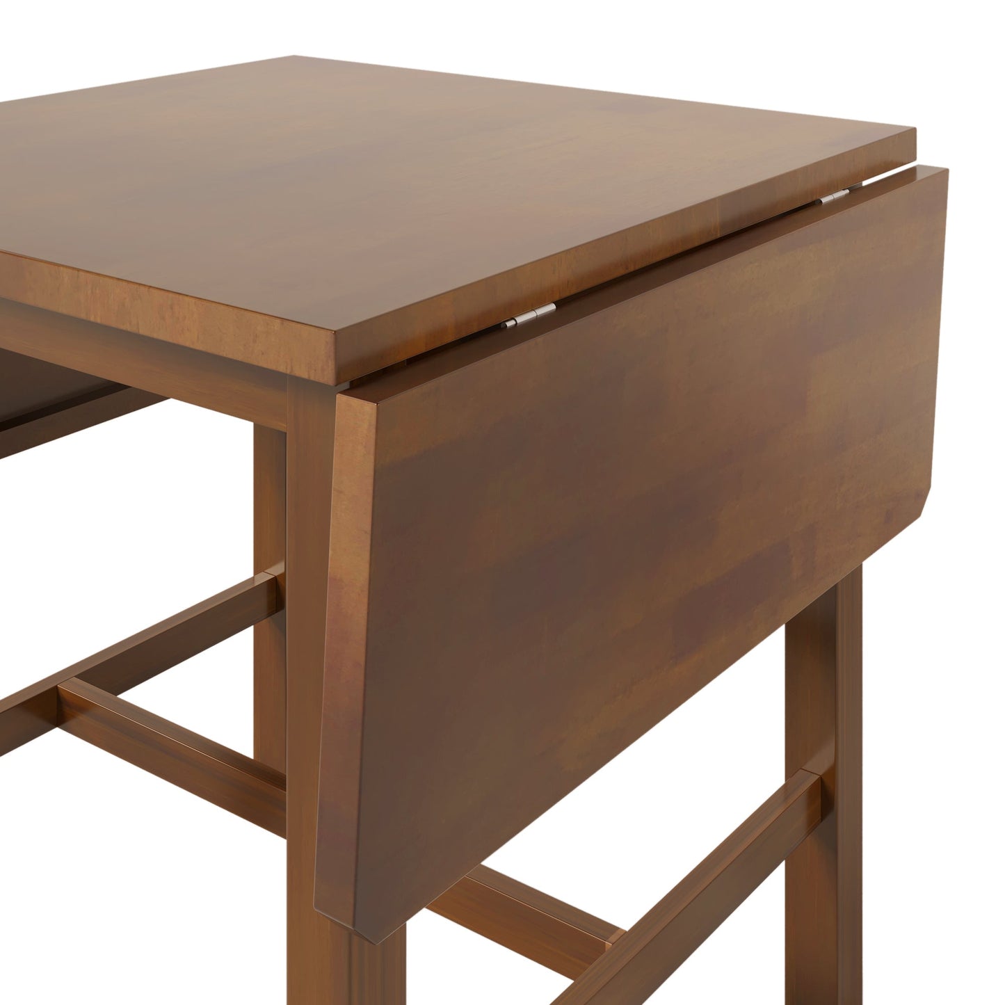 5-Piece Wood Square Drop Leaf Breakfast Nook Extendable Dining Table Set With 4 Ladder Back Chairs for Small Places