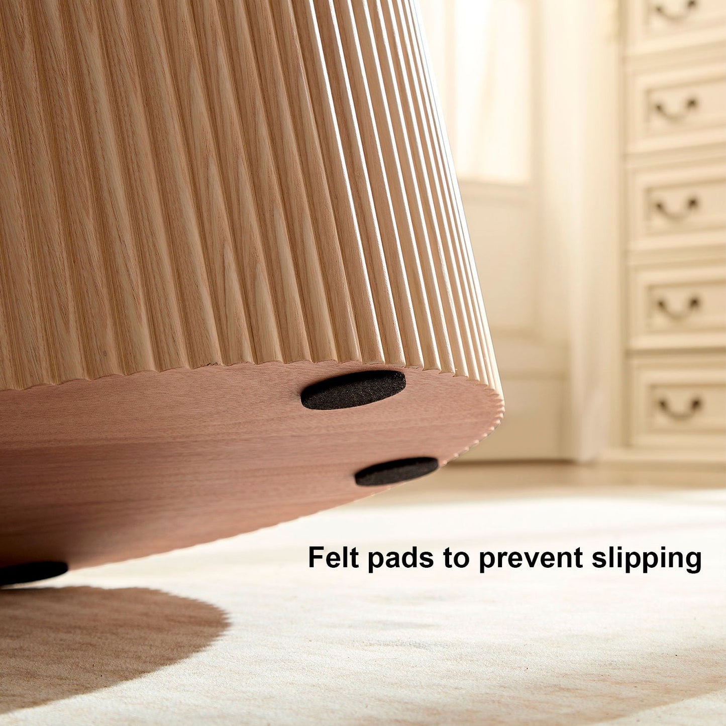 17.71 Inch Round Fluted Side Table Circle Small Accent Table for Living Room Mid Century  Circle Bedside Table for Bedroom