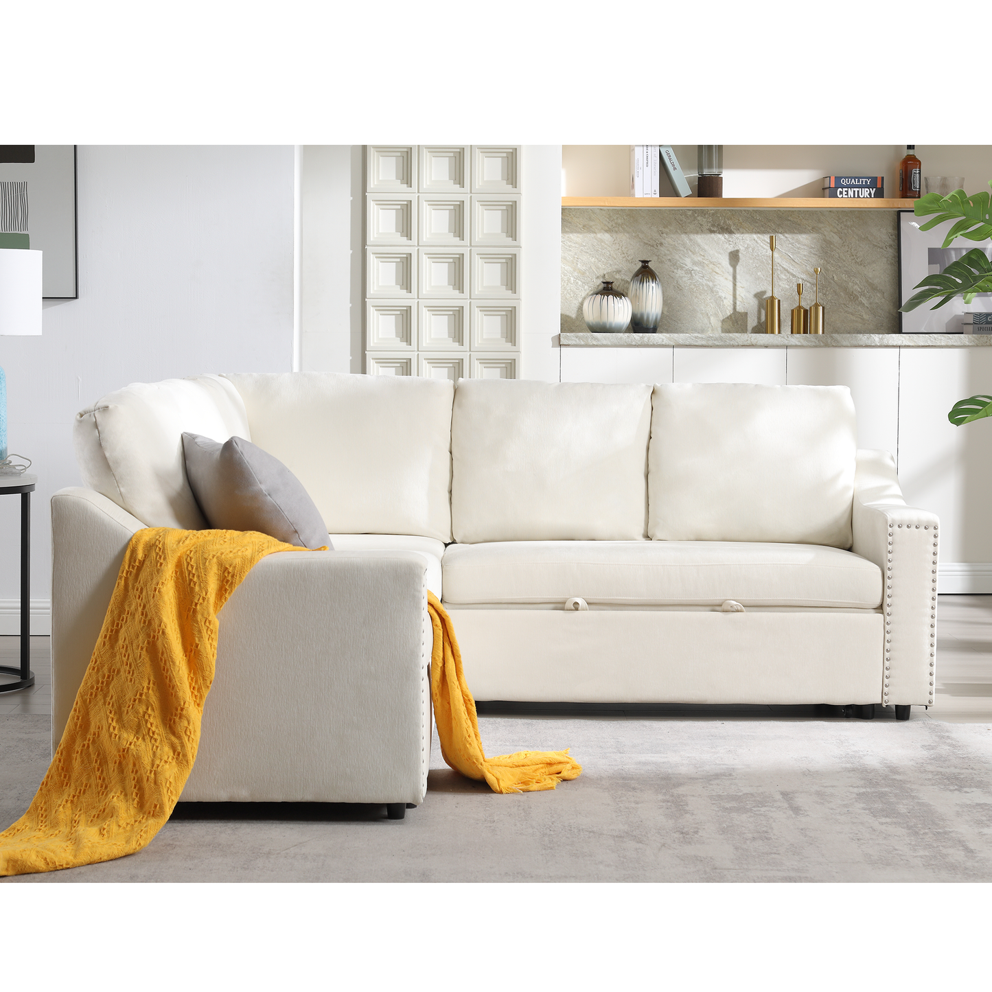 L-Shaped Sofa With Pull-Out Sofa Bed, Corner Sofa,comfortable Living Room Furniture Set, Sleeper Sofa Bed,Corner Seat