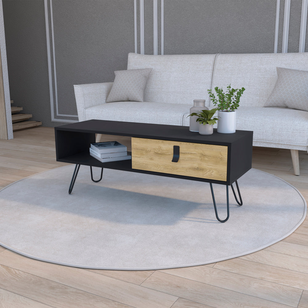 Coffee Table Magness, Living Room, Black / Macadamia