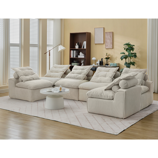 Modular Sofa,No Armrests,At Will DIY,Corduroy ,Neck Pillow-Back Lounge Sofa Chair,Reading Nook, or Apartment Living