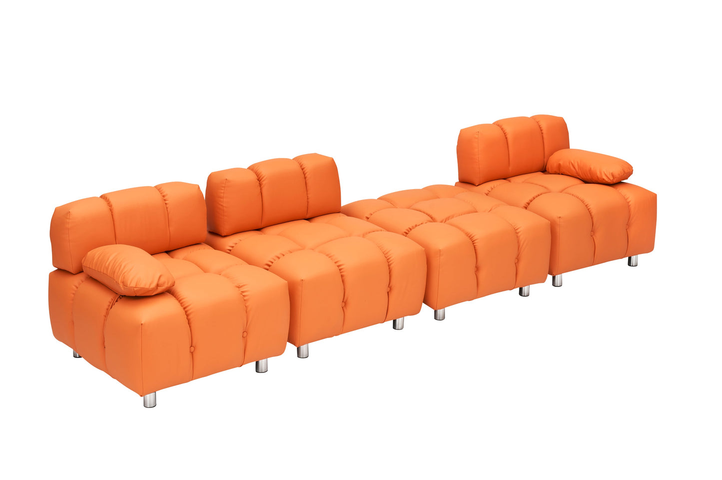 A 90.60-Inch Technology Cloth Orange Sofa, Waterproof, Stain and Cat Scratch Resistant, Can Comfortably Sit