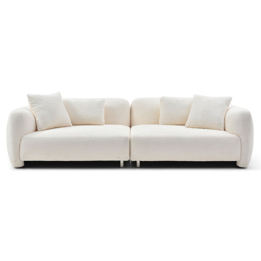 110.23'' Oversized Sofa Comfy Teddy Bouclé Couch With 4 Pillows Premium 3-Seater Bubble Couch  for Living Room/Bedroom,H