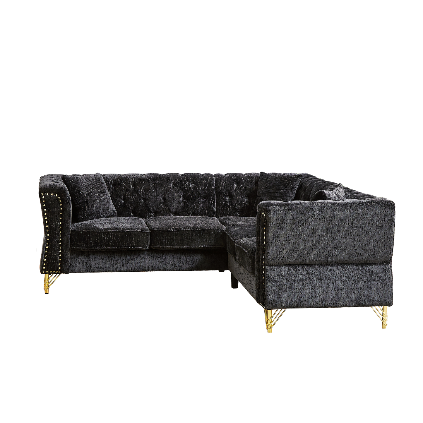 81.5-Inch Chenille Corner Sofa , L-Shaped Sectional Couch, 5-Seater Corner Sofas With 3 Cushions for Living Room, Bedroom