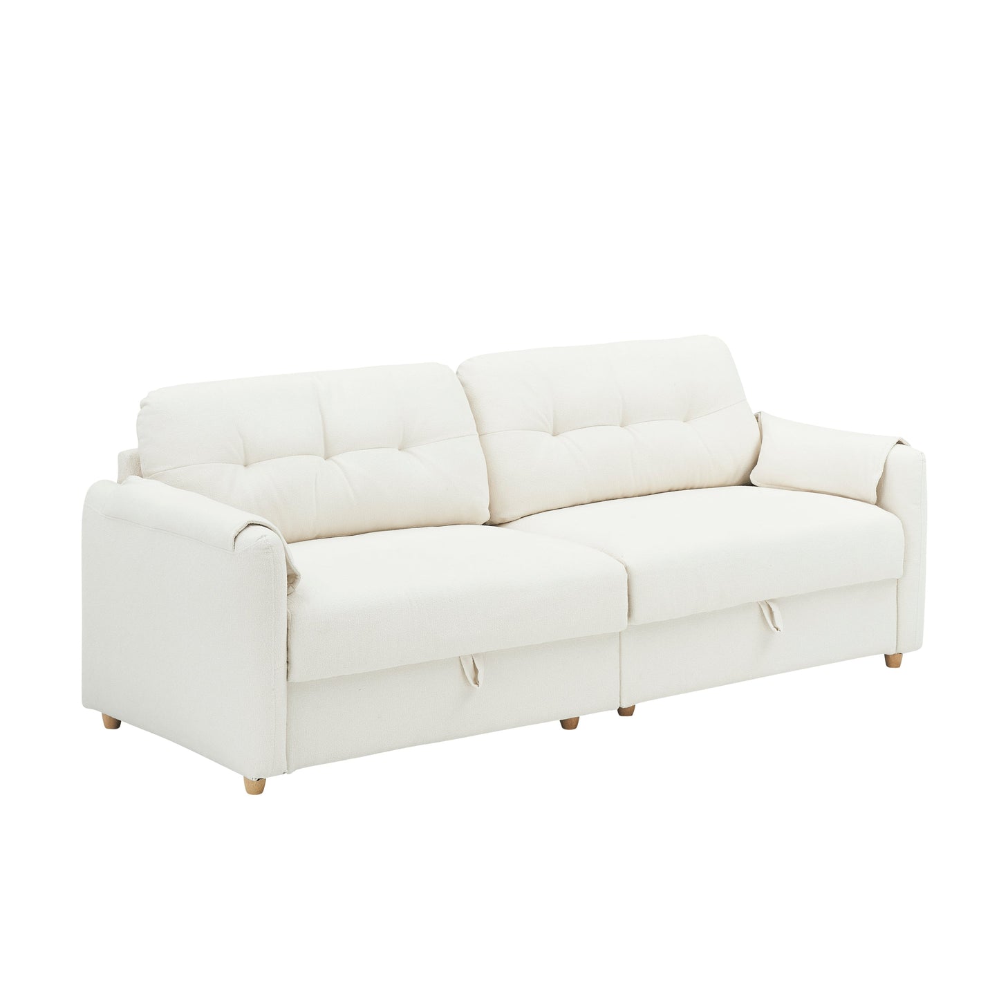 79.50 Inches Long, Teddy Cotton Linen Sofa Fabric, With Metal Conical Long Legs, Metal Strip Matching, Stylish