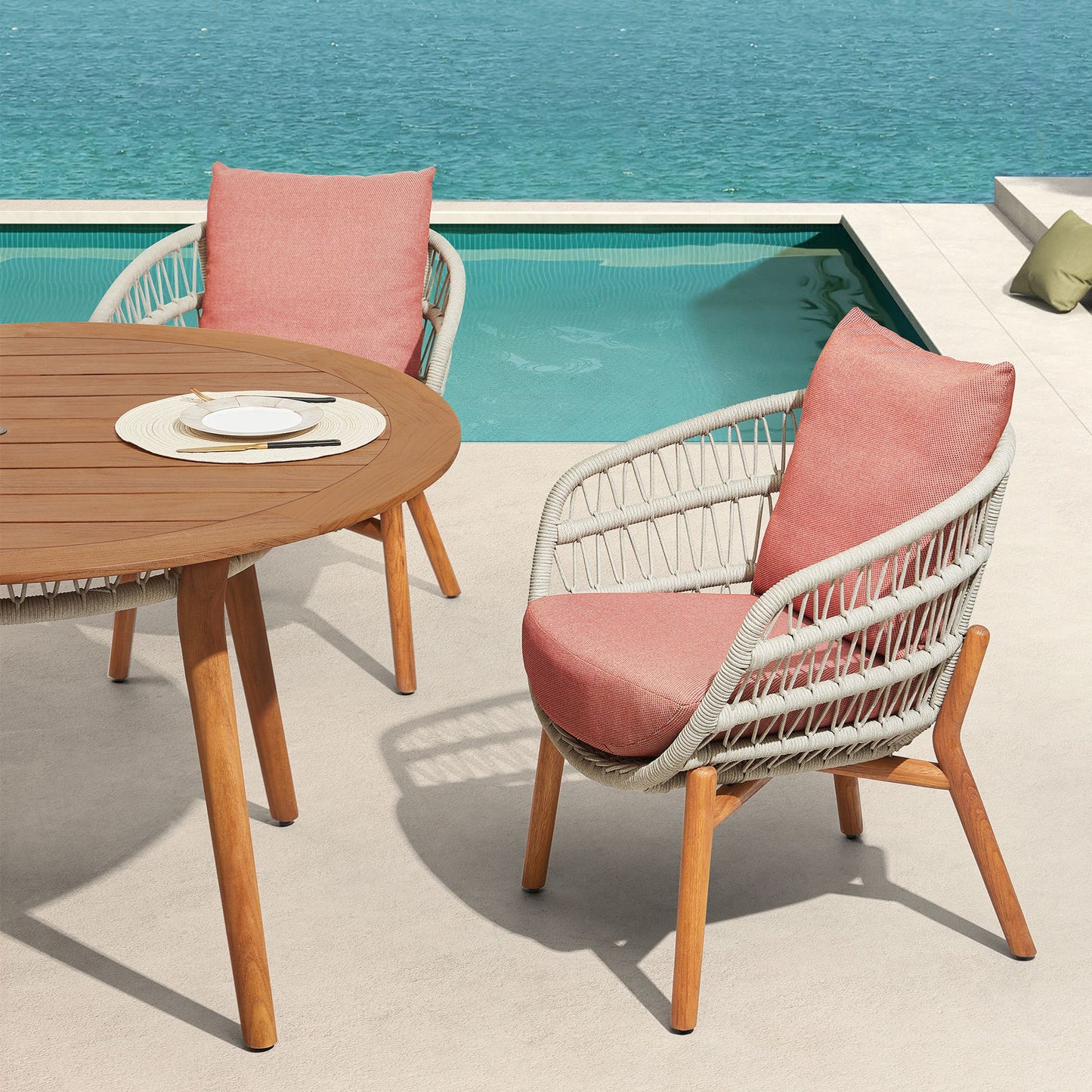 VASCA 7 Pieces Teak Outdoor Dining Set With Cushions